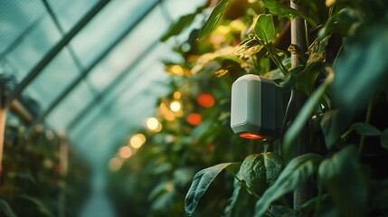 Aufkleber - Agriculture smart farming technology sensor co2 humidity lighting temperature monitoring device for automation plant nursery in greenhouse : Generative AI