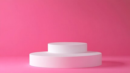 Aufkleber - Abstract empty white foam circle podium on pink background Mock up stand for product presentation 3D Render Minimal concept Advertising template : Generative AI