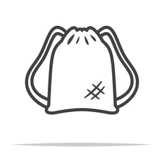 Wall Mural - drawstring bag outline icon transparent vector isolated