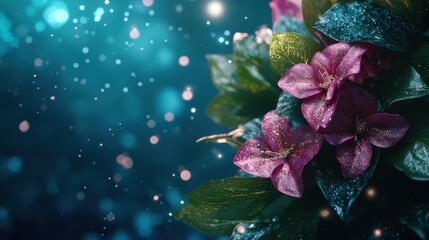 Sticker - Sparkling floral background with glittering bokeh