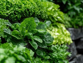 Poster - fresh green leafy vegetables in garden