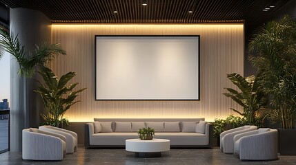  Modern Living Room with Blank Canvas