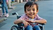 © EdgarDaniel - Niño con capacidades diferentes en silla de ruedas, como secuela de un problema neurológico. Su capacidad adaptativa hace que sea feliz y con buena calidad de vida.