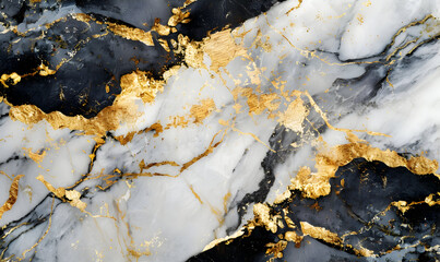 Wall Mural - Abstract marble texture with gold veins.