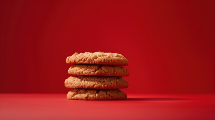 Poster - Gingersnap biscuits on red background