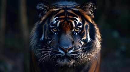 Majestic Black Tiger: Close-Up Portrait Isolated on Transparent Background. Generative AI