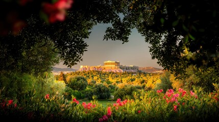 Tourist attraction, Acropolis, ancient Athens ruins Background