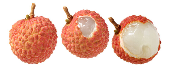 Sticker - litchi isolated on white background