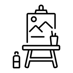 Poster - A linear icon of canvas painting tools 