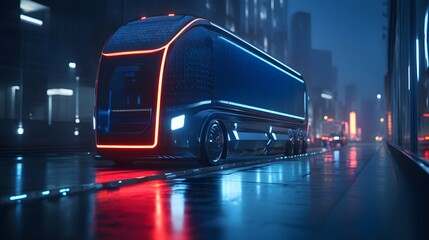 Wall Mural - Inspiration fueling the design of autonomous truck in a sleek,  day light view 