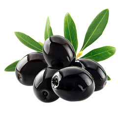 Wall Mural - Black olives with leaves clip art