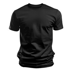 Black t-shirt round neck front view clip art