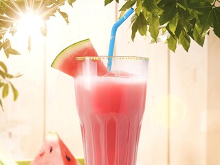 Wall Mural - A refreshing summer drink of watermelon juice