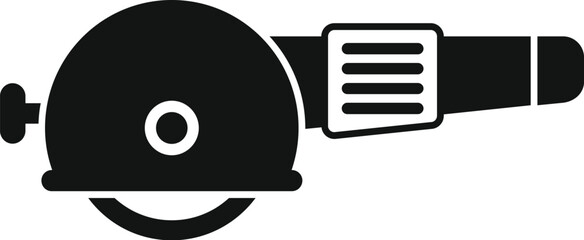 Poster - Black glyph icon of an angle grinder cutting machine being used for construction and renovation work