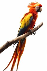 Wall Mural - Scarlet macaw perched on branch showing its colorful plumage