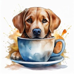 Wall Mural - Golden Retriever Coffee Cup