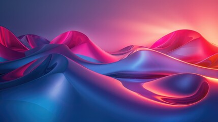 Poster - Curved neon layers overlapping in a surreal manner