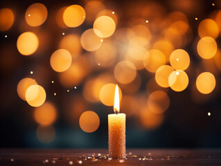 Poster - Single Candle in Bokeh Lights