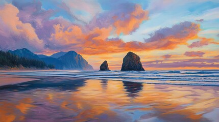 Wall Mural - Sunset at Cannon Beach, Oregon