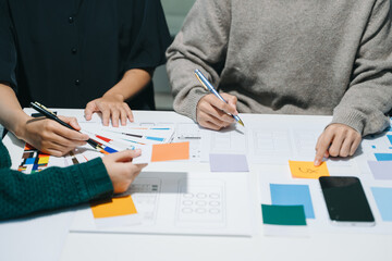 Wall Mural - ux graphic designer planning application process development prototype wireframe for web smart phone