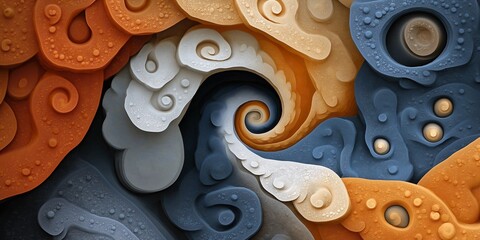 Wall Mural - Whirlwind of Colors: An abstract, mesmerizing design with vibrant colors and 3D textures, showcasing a swirling spiral pattern. The image evokes a sense of movement and depth