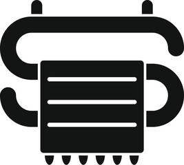 Sticker - Simple icon of a heated towel rail warming up a towel, perfect for websites and apps