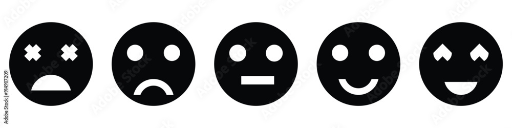 Feedback emoticons rating emojis. Smiley icon set , happy, neutral, sad ...