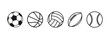 © d4_dsgns - Sport balls set. Ball icons. Balls for Football, Soccer, Basketball, Tennis, Baseball, Volleyball. Vector illustration