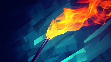 Canvas Print - Abstract Torch of Fire on Blue Background.