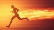 © PoyTumStudio - Dynamic silhouette of a runner with motion blur, symbolizing speed and energy against a fiery backdrop.