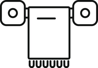 Poster - Simple line icon of a heated towel dryer hanging on the wall with buttons, perfect for websites and apps