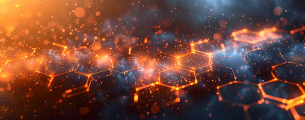 Abstract tech background with illuminated fiber optic connections, quantum computing network systems, and electronic global intelligence design