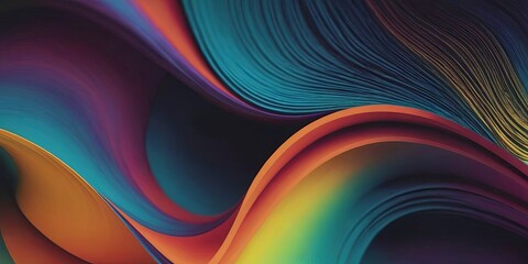 Wall Mural - A colorful, abstract painting with a rainbow-colored wave