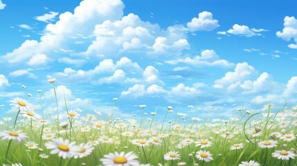 Wall Mural - A field of blooming daisies 