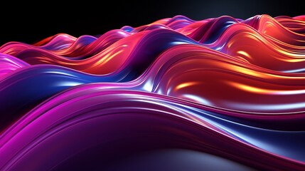 Wall Mural - Abstract fluid shapes in vibrant neon colors.