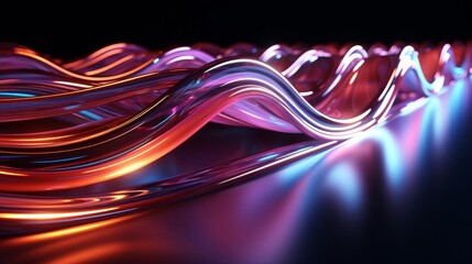 Wall Mural - Abstract fluid shapes in vibrant neon colors.