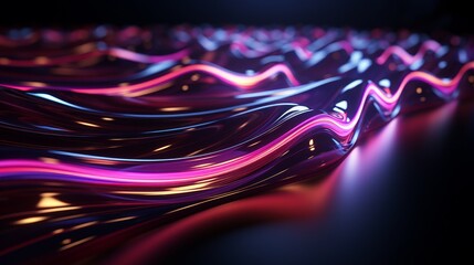 Wall Mural - Abstract fluid shapes in vibrant neon colors.