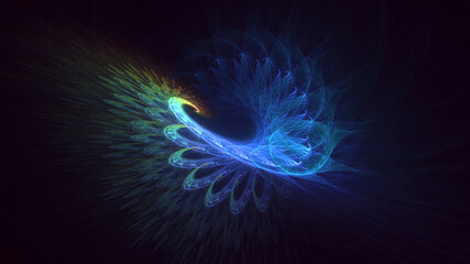 Wall Mural - 3D manual rendering abstract colorful fractal light background. Its not AI Generatd illustration.
