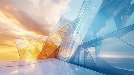 Abstract glass structure, background design, 3d render