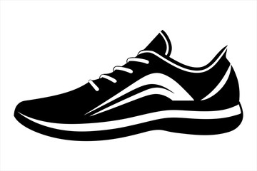 Midnight Mover Elegant Sports Shoe Graphic Ink Innovator Contemporary Black Vector Shoe