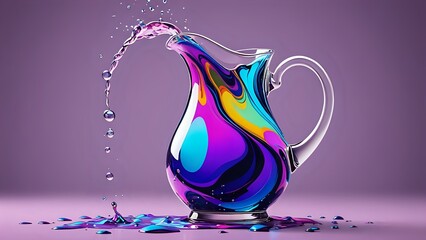 Wall Mural - Abstract colorful liquid pouring from a glass pitcher.