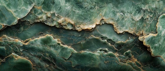 Close-up view of jade surface with intricate textures and vibrant green colors highlighting the stones natural patterns and elegance.