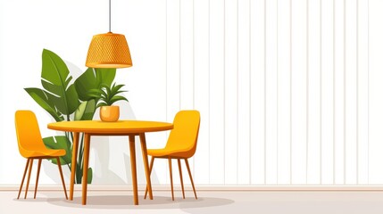 Poster - Discover the charm of Scandinavian design with a bright dining room, featuring lush plants and cozy lighting.