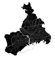 Wall Mural - Map of Brest, France. Black and white city map, metropolitan area.