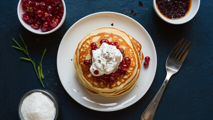 Wall Mural - pancakes with jam