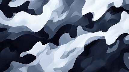 Poster - Stylish Abstract Wave Pattern in Blue and Gray Shades