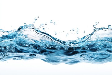 Blue Water Splash on White Background