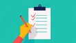 © Cherrin - Hand checking off items on a checklist form, checklist form, progress tracking