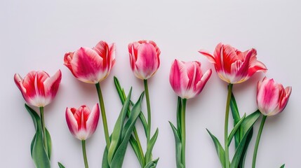 Canvas Print - Spring Tulips on White for Easter and Women's Day