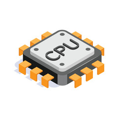 Wall Mural - modern isometric icon of cpu chip, customizable vector design